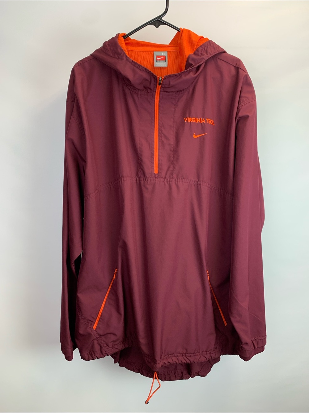 Virginia Tech VT Nike Half Zip Windbreaker Maroon Men’s Size XL